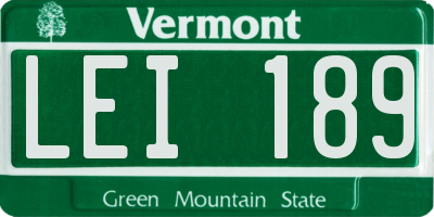 VT license plate LEI189