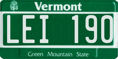 VT license plate LEI190