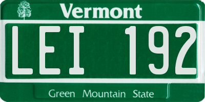 VT license plate LEI192