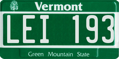 VT license plate LEI193