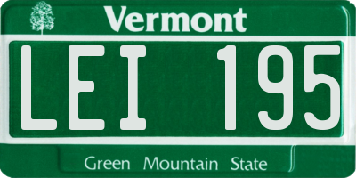 VT license plate LEI195