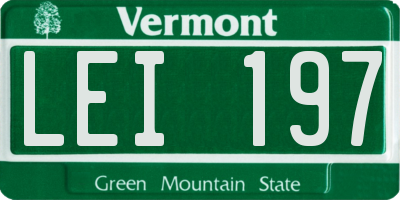 VT license plate LEI197
