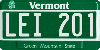 VT license plate LEI201