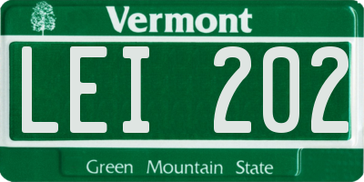 VT license plate LEI202