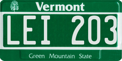 VT license plate LEI203