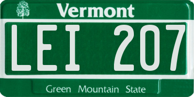 VT license plate LEI207