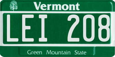 VT license plate LEI208