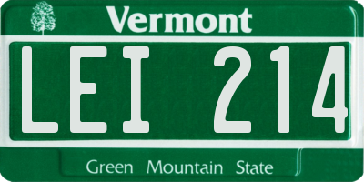 VT license plate LEI214
