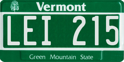 VT license plate LEI215