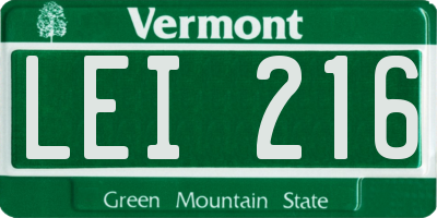 VT license plate LEI216