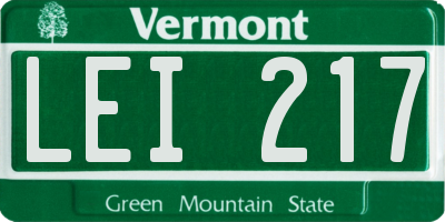 VT license plate LEI217