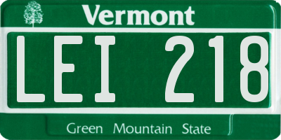 VT license plate LEI218