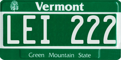 VT license plate LEI222