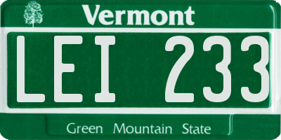 VT license plate LEI233
