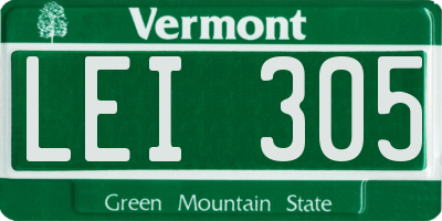 VT license plate LEI305