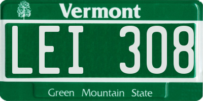 VT license plate LEI308