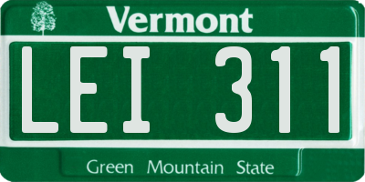 VT license plate LEI311