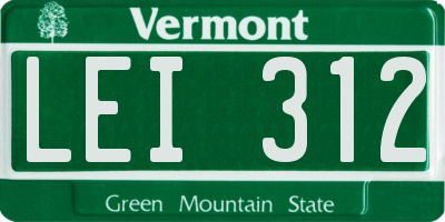 VT license plate LEI312
