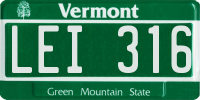 VT license plate LEI316