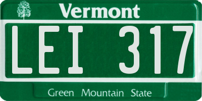 VT license plate LEI317