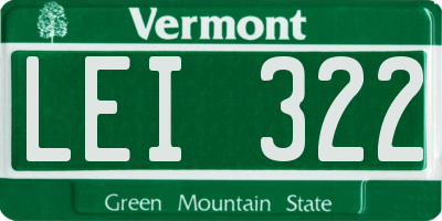 VT license plate LEI322