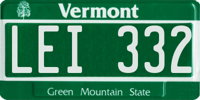 VT license plate LEI332