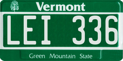 VT license plate LEI336