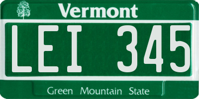 VT license plate LEI345