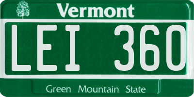 VT license plate LEI360