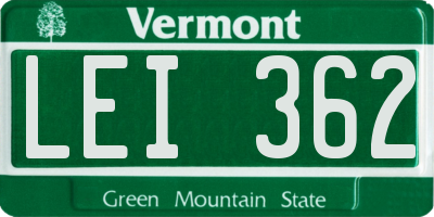 VT license plate LEI362