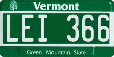 VT license plate LEI366