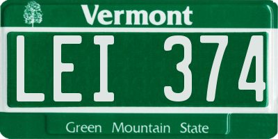 VT license plate LEI374