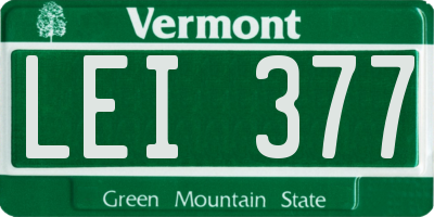 VT license plate LEI377