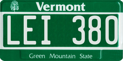 VT license plate LEI380