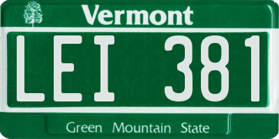 VT license plate LEI381