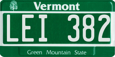 VT license plate LEI382