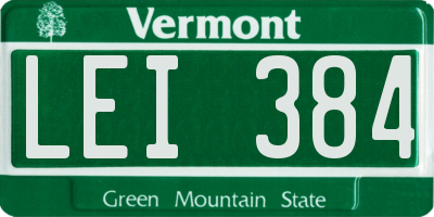 VT license plate LEI384