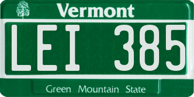 VT license plate LEI385