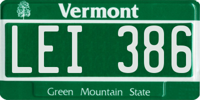 VT license plate LEI386