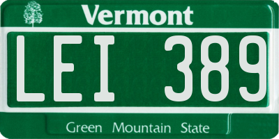 VT license plate LEI389
