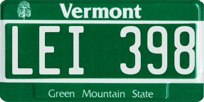 VT license plate LEI398