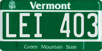 VT license plate LEI403