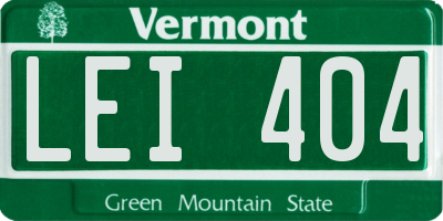 VT license plate LEI404