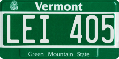 VT license plate LEI405