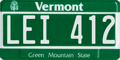VT license plate LEI412