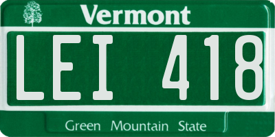 VT license plate LEI418