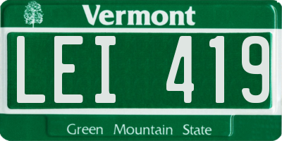 VT license plate LEI419