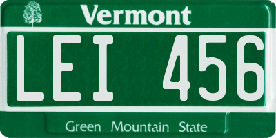 VT license plate LEI456