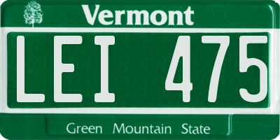 VT license plate LEI475