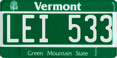VT license plate LEI533